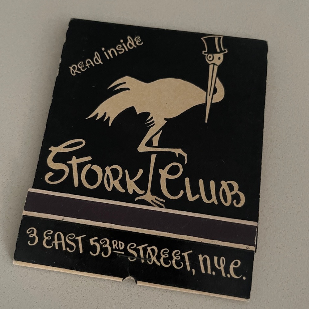 RARE Vintage Oversized Stork Club  Matchbook.  Excellent condition.
